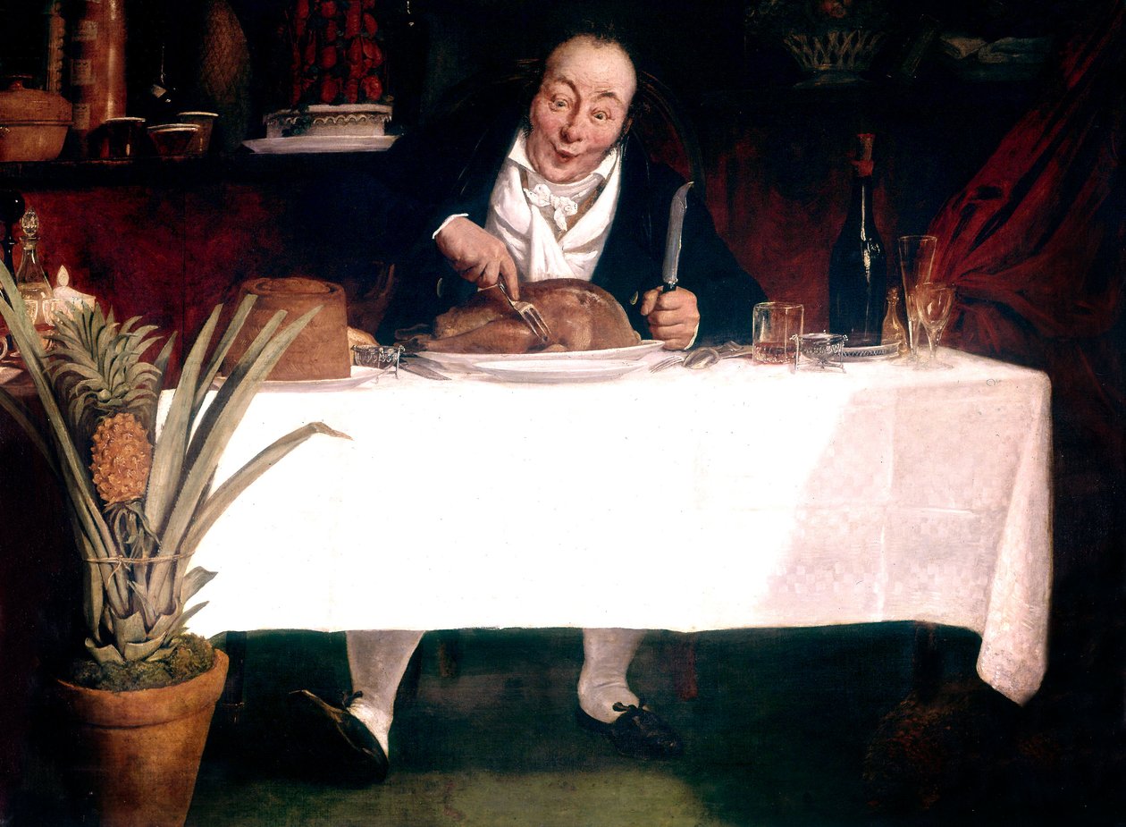 Gourmantti: Mies syö kalkkunaa tekijältä Louis Leopold Boilly