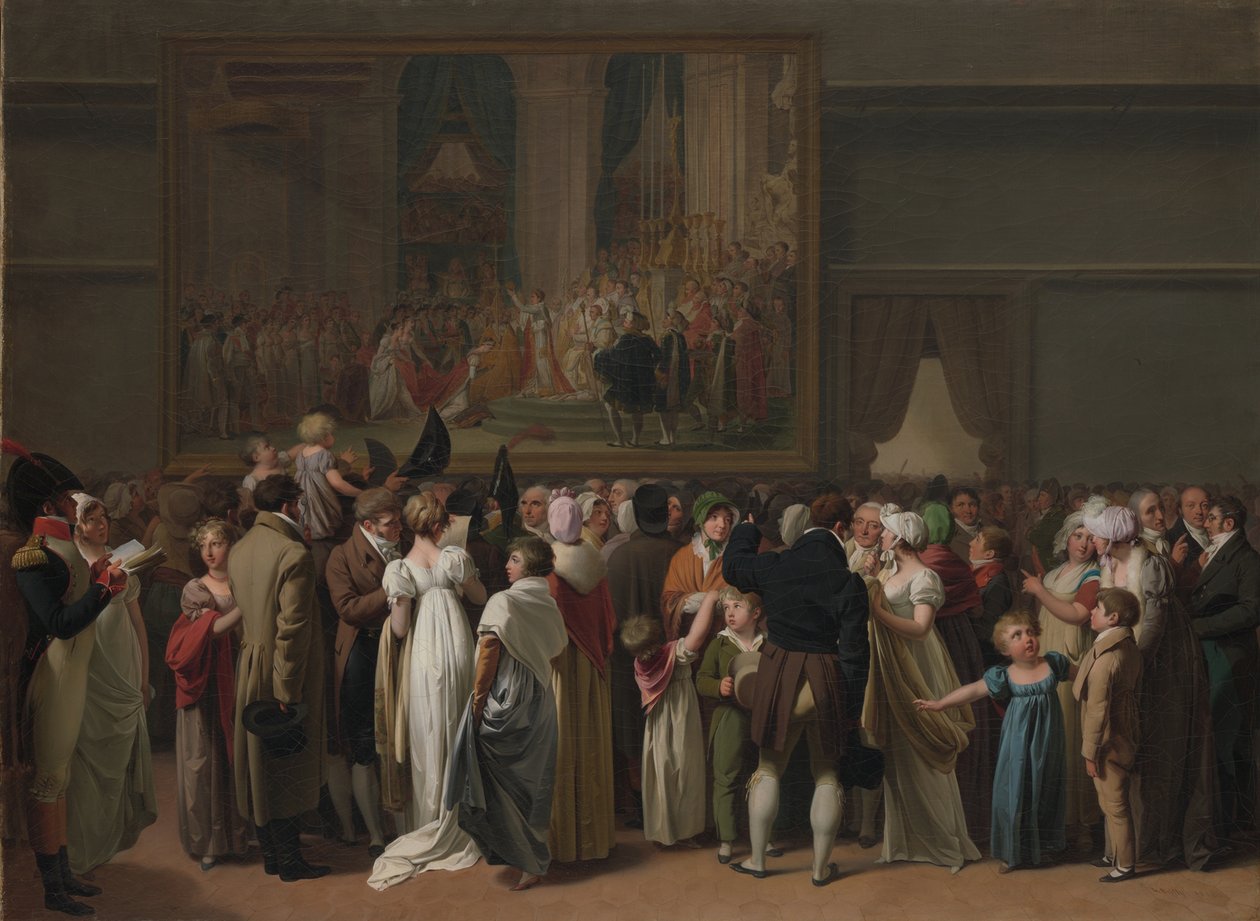 Yleisö katselee Davidin "kruunaamista" Louvressa tekijältä Louis Leopold Boilly