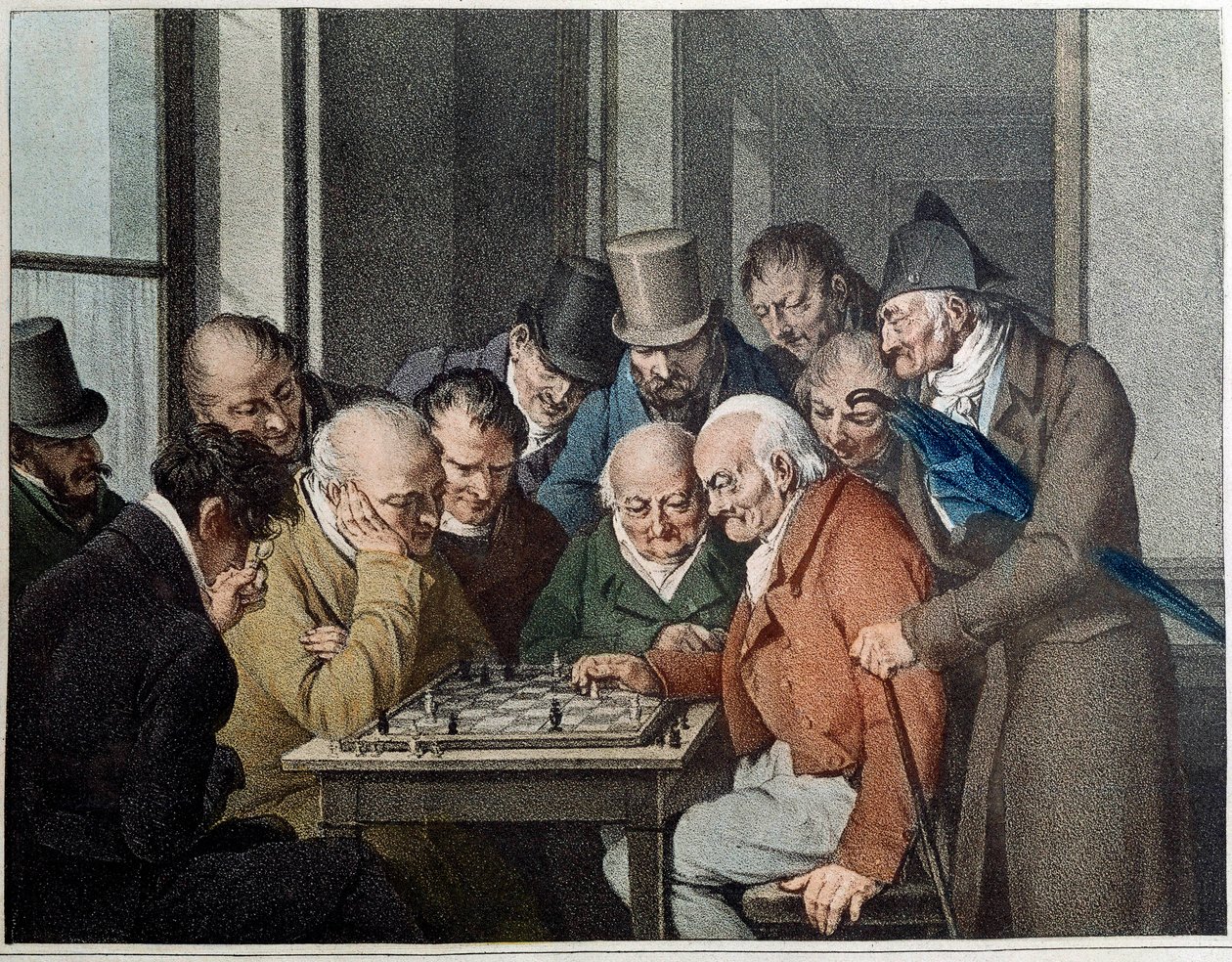 Louis Leopold Boillyn (1761-1845) shakkipeli Lithography tekijältä Louis Leopold Boilly