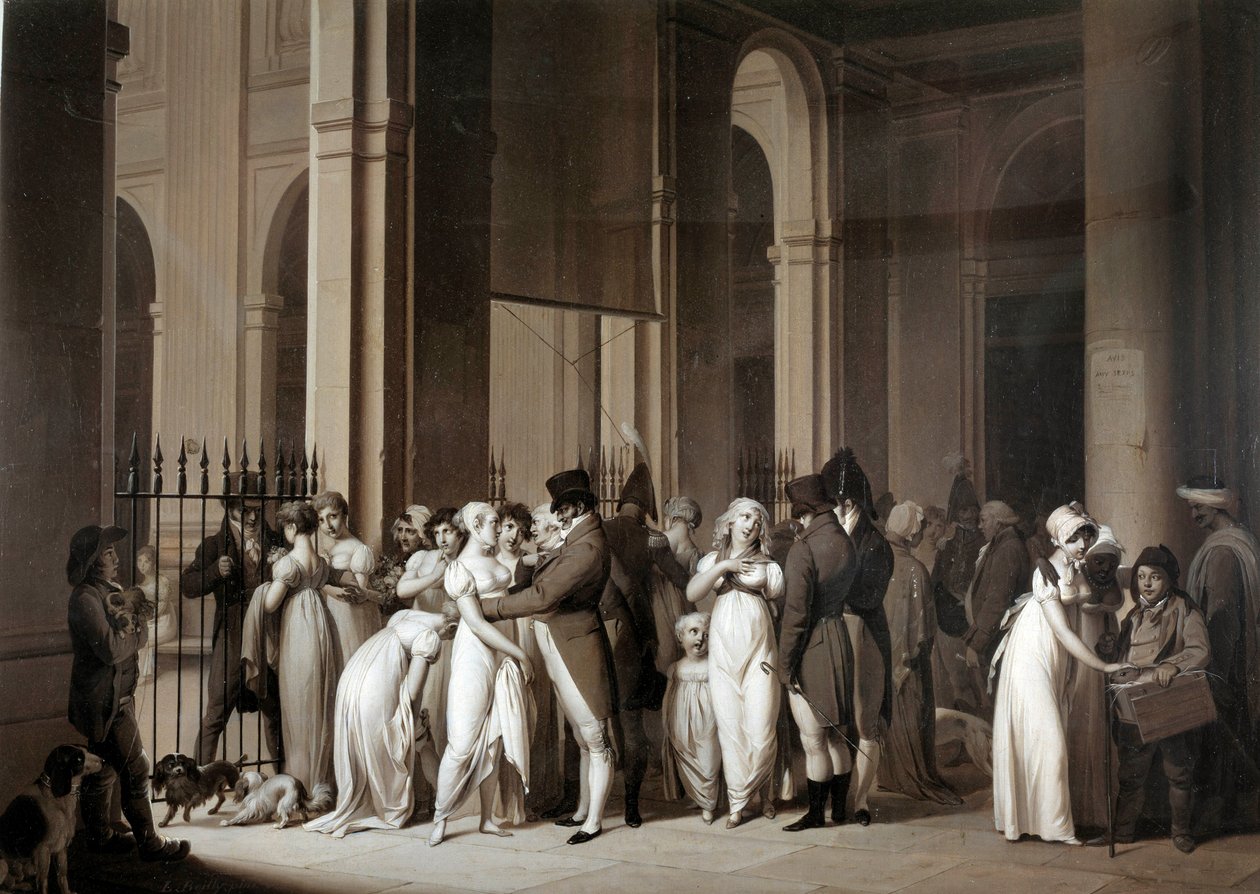 Kuninkaanlinnan galleriat. Piirustus Louis Leopold Boilly (1761 - 1845) tekijältä Louis Leopold Boilly