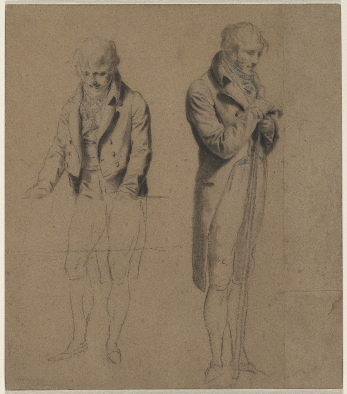 Kahden seisovan hahmon tutkimus biljardipeliä varten, c. 1807. tekijältä Louis Leopold Boilly