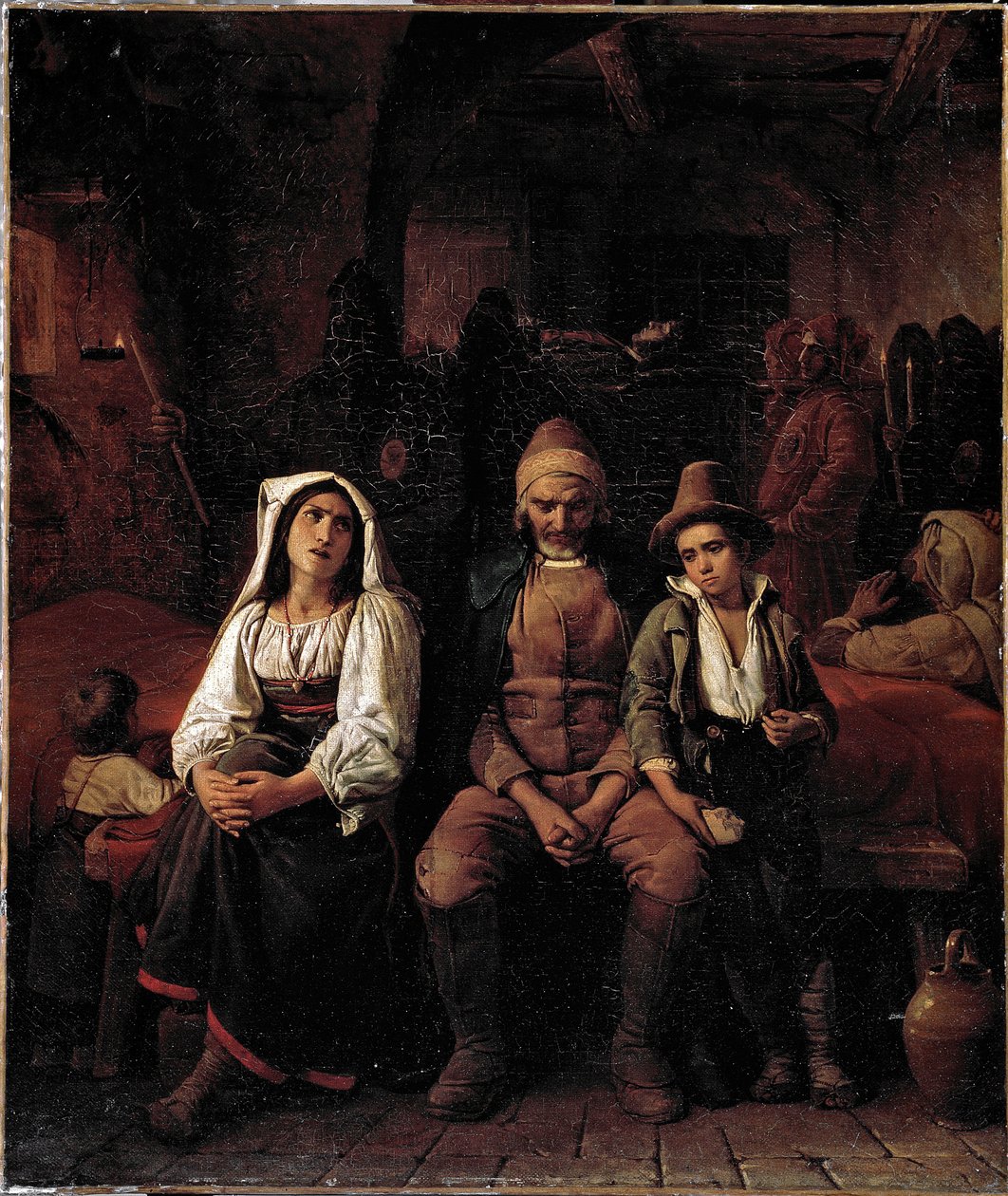 Hautajaiset roomalaisessa maassa Louis Leopold Robertin (1794-1835) maalaus - Genes Galleria d