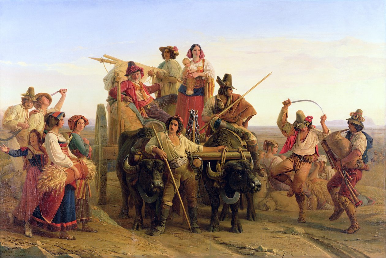 Harvesterien saapuminen Pontinen suoalueelle, 1830 tekijältä Louis Leopold Robert