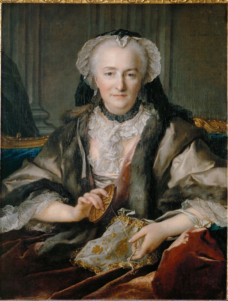 Rouva Dange sitoo solmuja - Mrs. Dange kirjonta ... tekijältä Louis M. Tocque