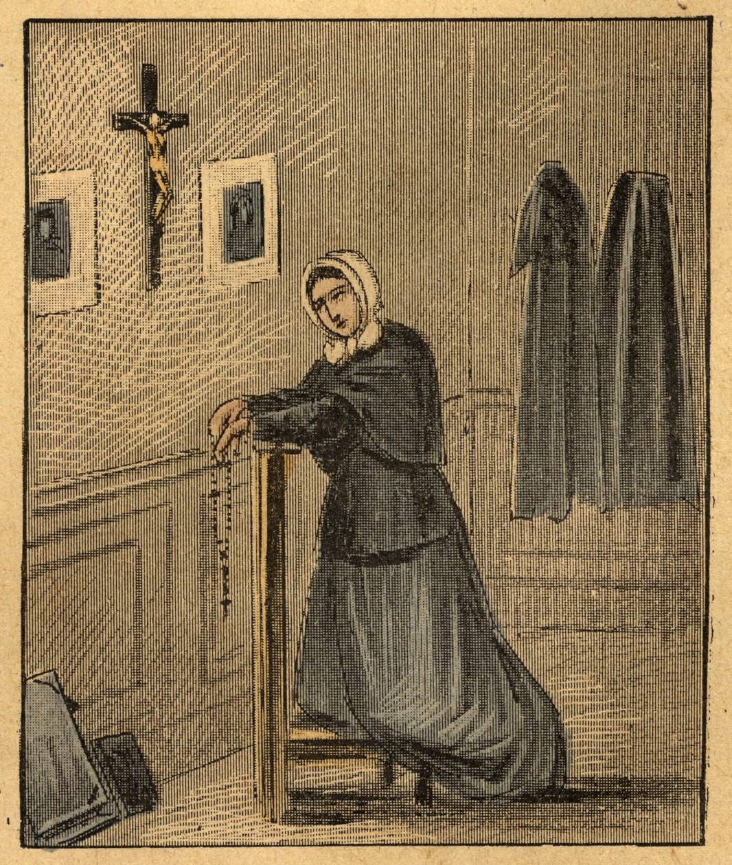 Muotokuva Pauline-Marie Jaricotista (Pauline Marie Jaricot) (1799-1862), joka on uskon levittämisyhdistyksen ja Elävän ruusukon yhdistyksen perustaja - (Uskon levittäminen) - Kaiverrus sanasta "" Uskonnollinen opetus silmin. Ihana tekijältä Louis Maitrejean