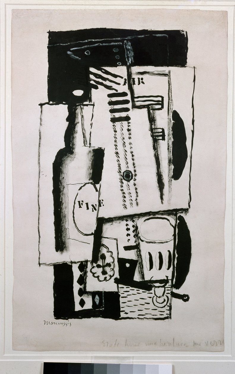 Asetelma, opiskelu lasimaalausta varten (maalaus, 1900-luku) tekijältä Louis Marcoussis