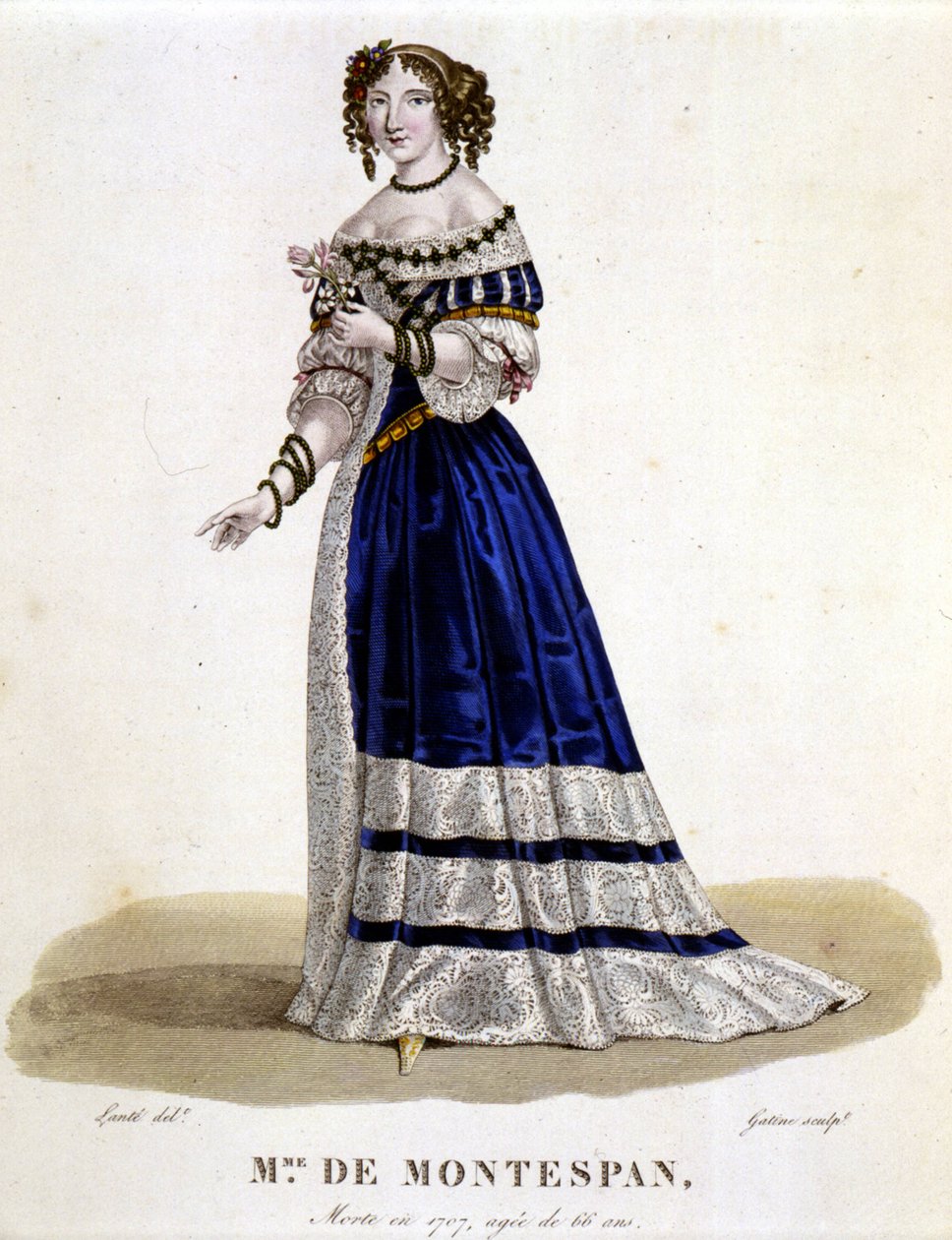 Francoise Athenais (Francoise-Athenais), kirjoittanut Rochechouart Mortemart, Marquise de Montespan (tai Madame de Montespan) (1640-1707) - "French Gallery of Famous Women", piirros Louis Maris Lante, Pariisi tekijältä Louis Marie Lante