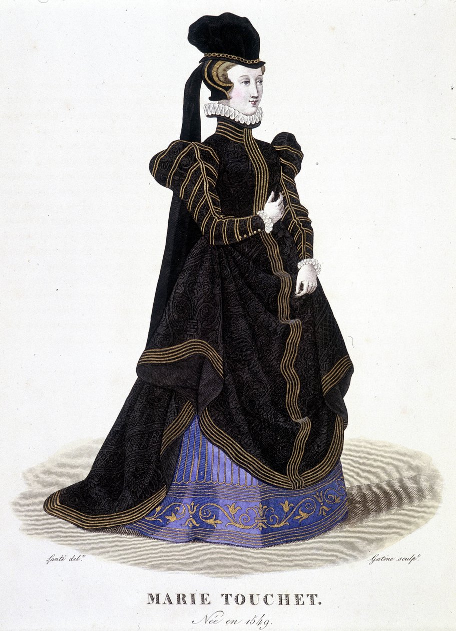 Marie Touchetin (1549-1638) muotokuva. "" Ranskan kuuluisien naisten galleriassa"" tekijältä Louis Marie Lante