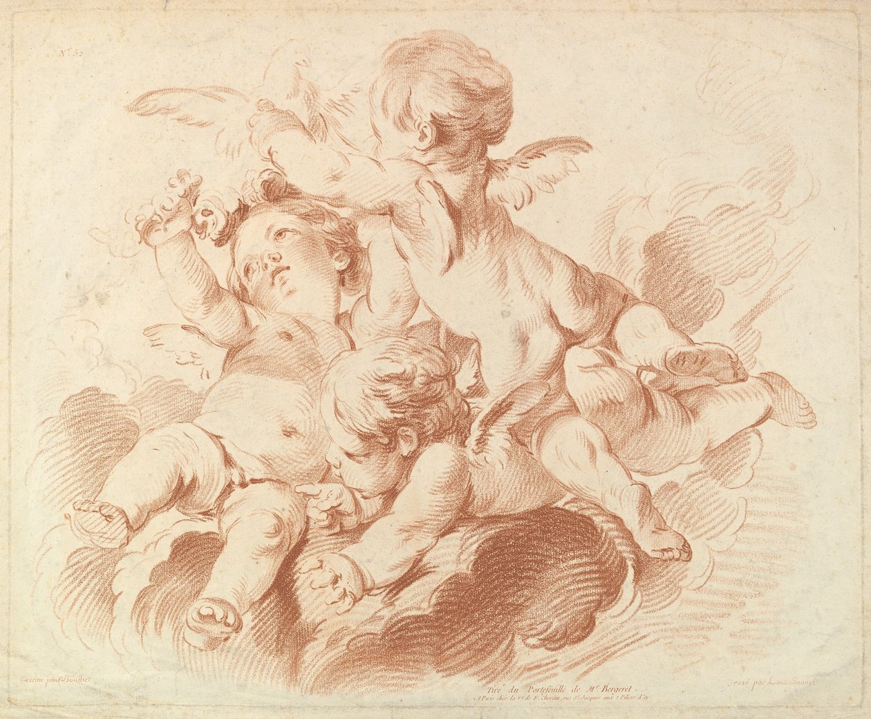 LAir The Air: Kolmen puttin ryhmä pilvissä, 1700-luku. tekijältä Louis Marin Bonnet