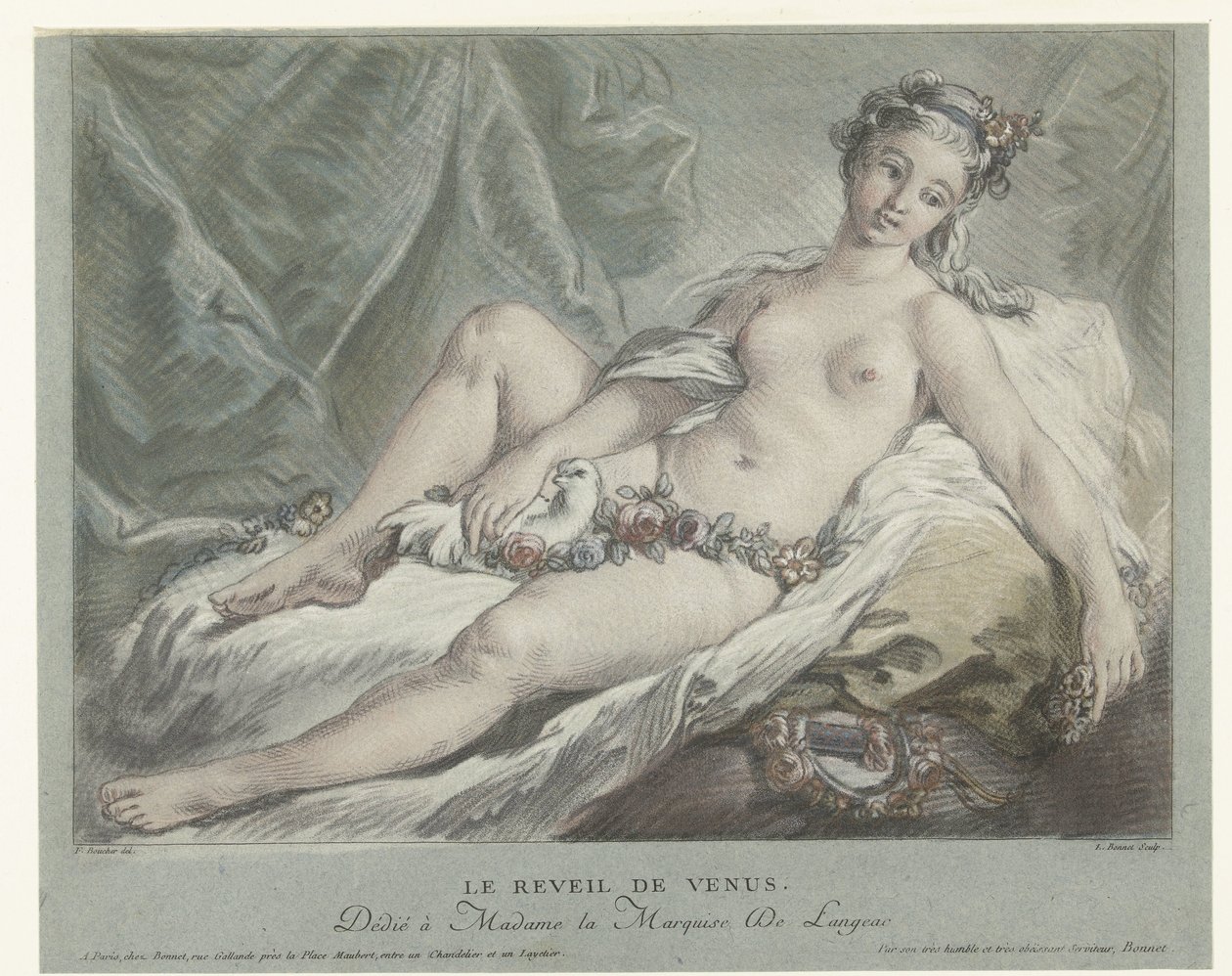 Venus herää Le reveil de Venus (otsikko esineessä) tekijältä Louis Marin Bonnet