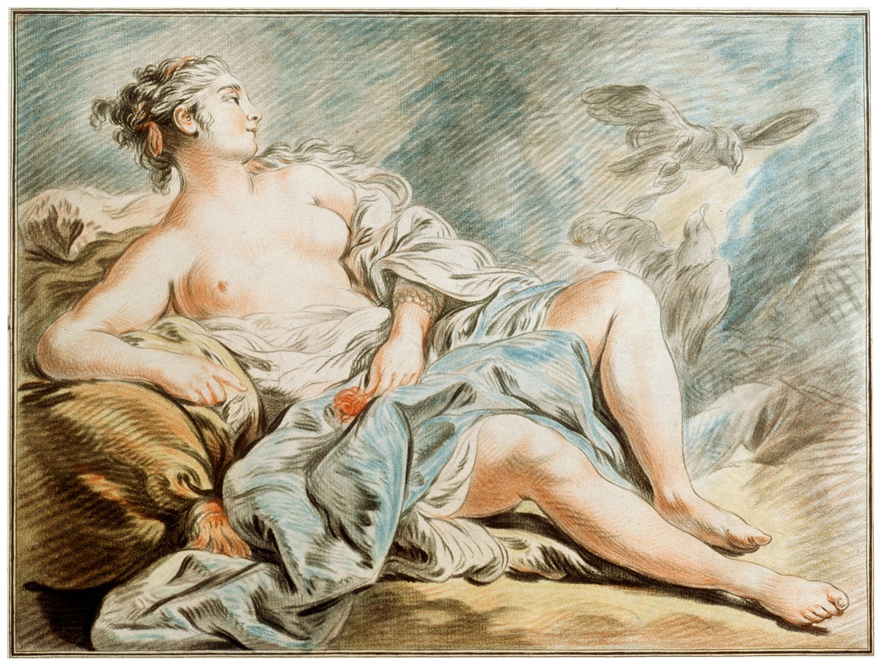 Venus kyyhkysten kanssa, 1700-luku. tekijältä Louis Marin Bonnet