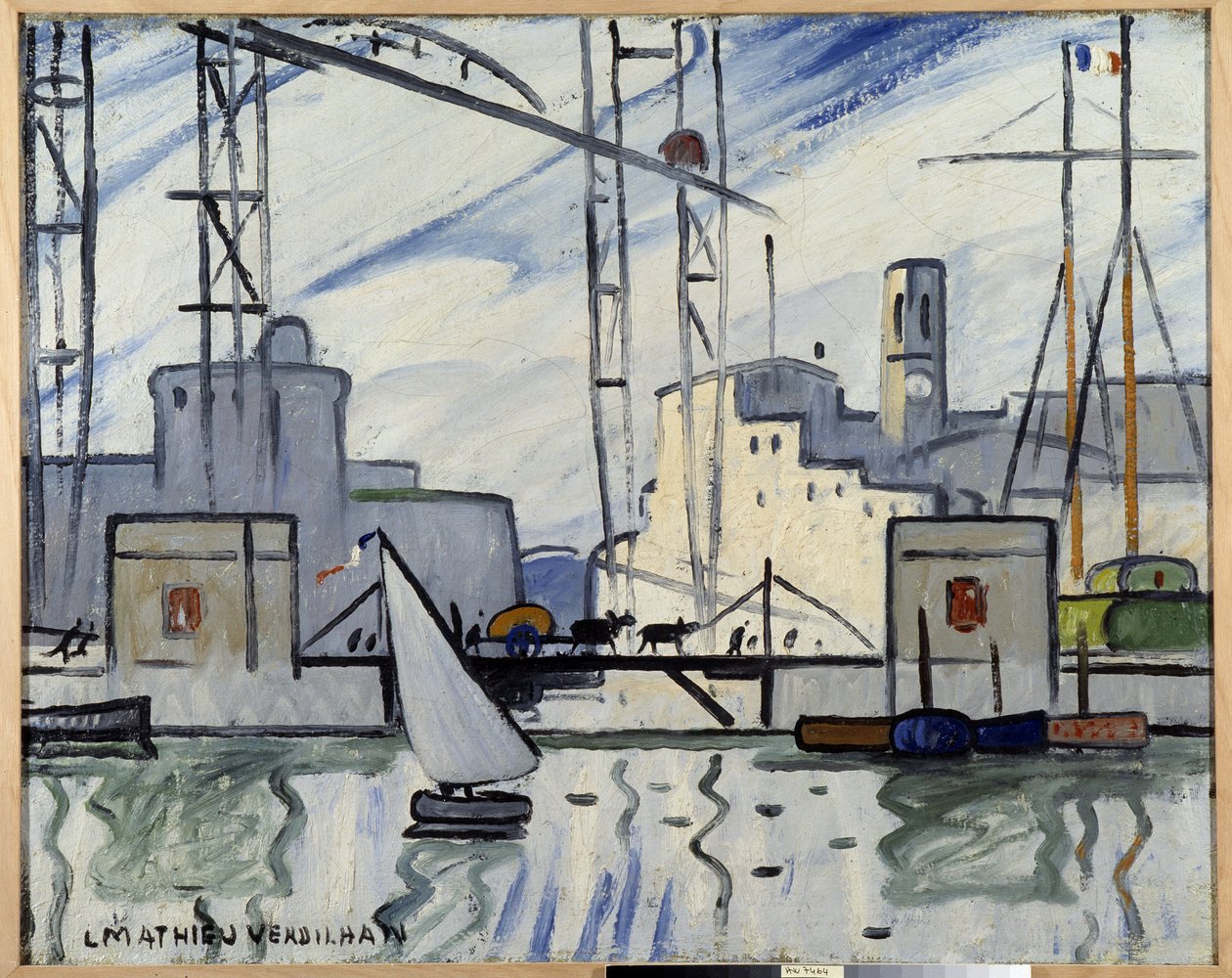 Marseille, lauttasilta Louis Mathieu Verdilhanin (1875-1928) maalaus n. 1918-1920 Musee Cantini, Marseille tekijältä Louis Mathieu Verdilhan