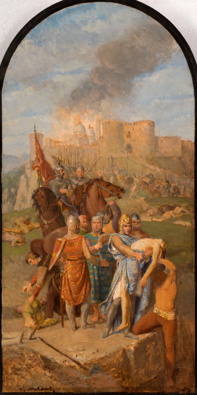 Luonnos Saint-Sulpicen kirkolle: Saint Louis hautaa ruton..., Vuosina 1864-1870. tekijältä Louis Matout