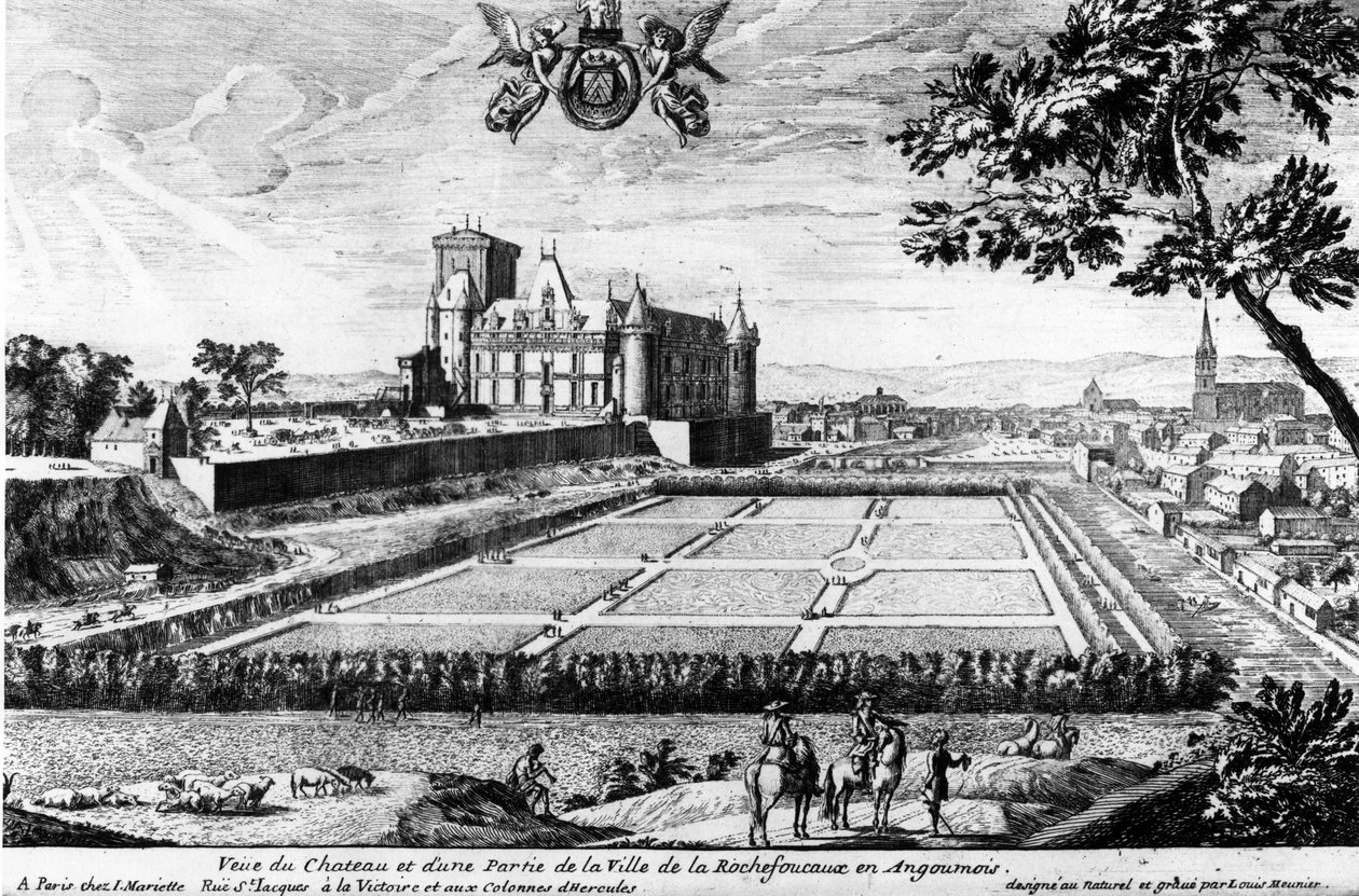Chateau de la Rochefoucauld Liancourtissa; kaiverrus Louis Menier - Perhearkisto. tekijältä Louis Meunier