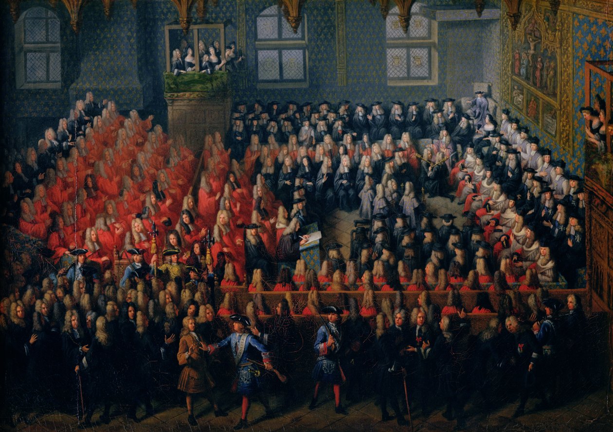 Oikeudenmukaisuus pidettiin Parlement de Parisissa 12. syyskuuta 1715 tekijältä Louis Michel Dumesnil