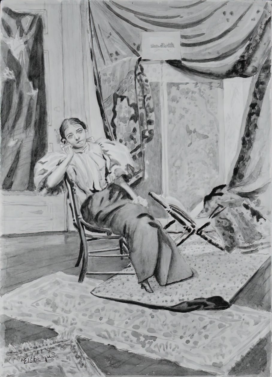 Tyttö tuolilla, c. 1891. tekijältä Louis Michel Eilshemius