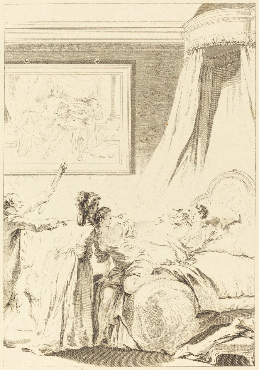 Le gascon puni tekijältä Louis Michel Halbou and Antoine Jean Duclos after Jean Honoré Fragonard