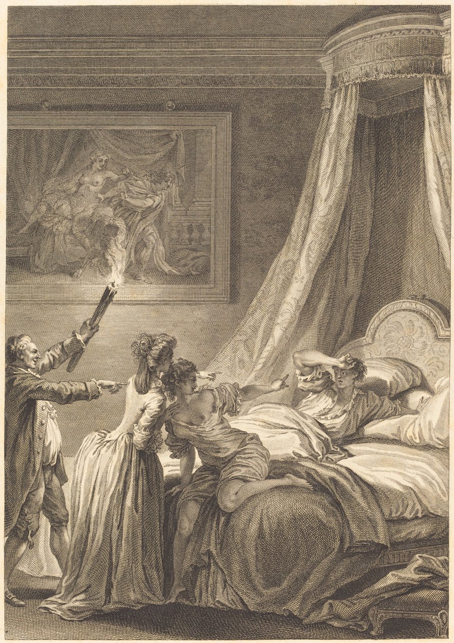 Le gascon puni tekijältä Louis Michel Halbou and Antoine Jean Duclos after Jean Honoré Fragonard