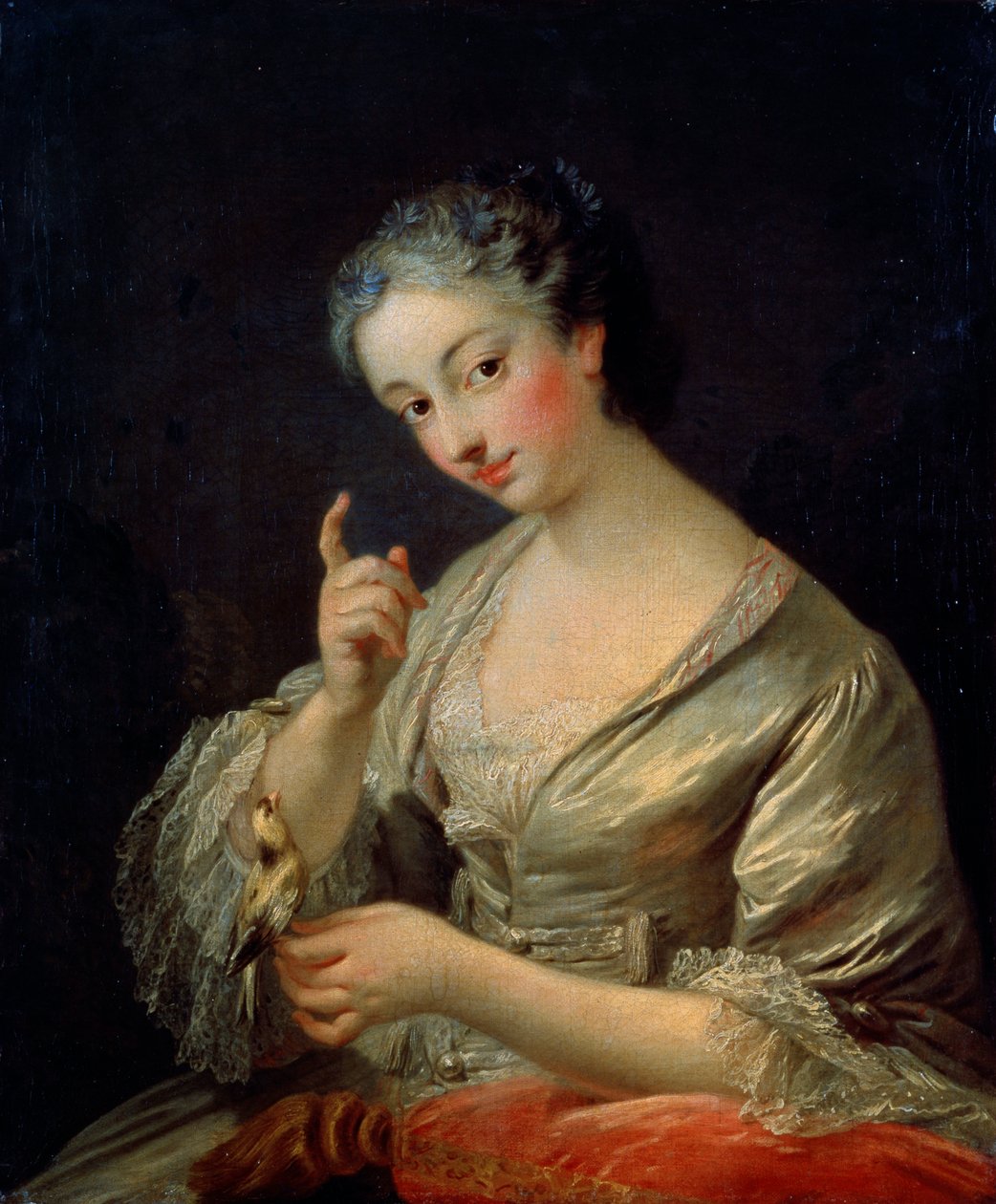 Lady with a Bird, 1700-luku. tekijältä Louis Michel van Loo