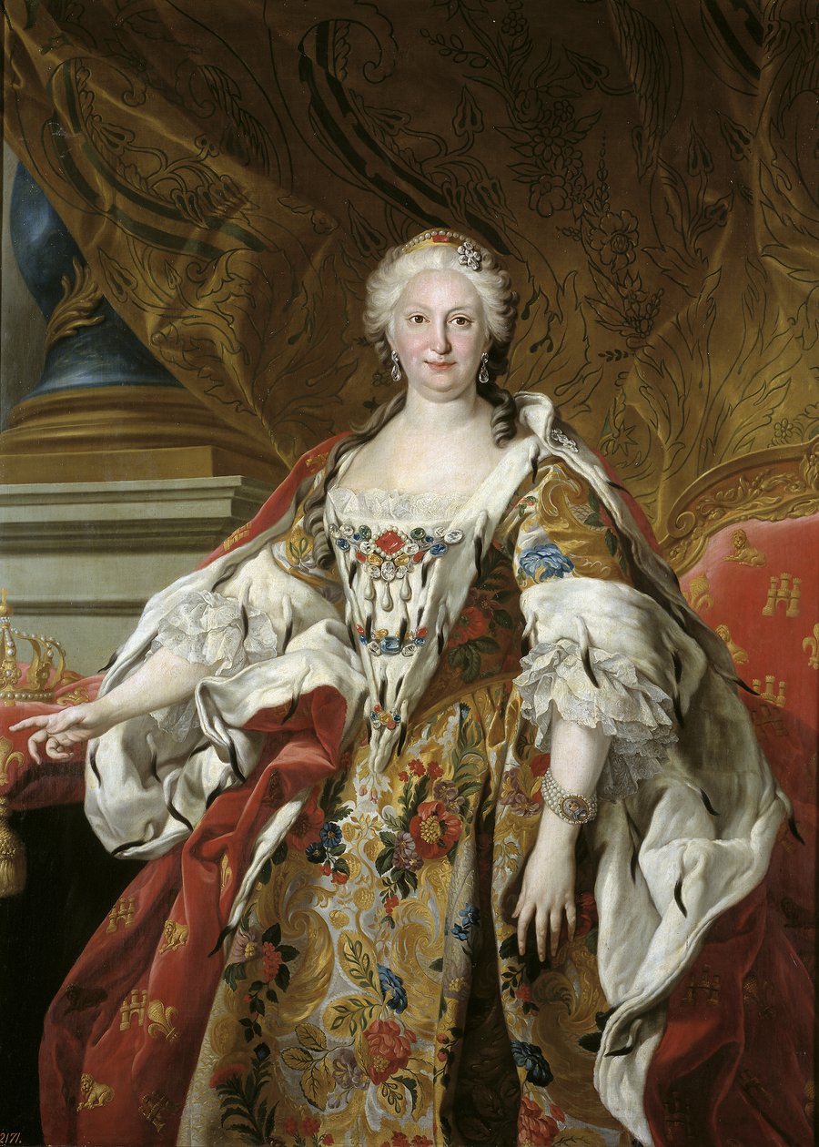 Espanja: Isabel Farnesio, reina de España Kuningatar Isabel de Farnesion virallinen muotokuva. tekijältä Louis Michel van Loo