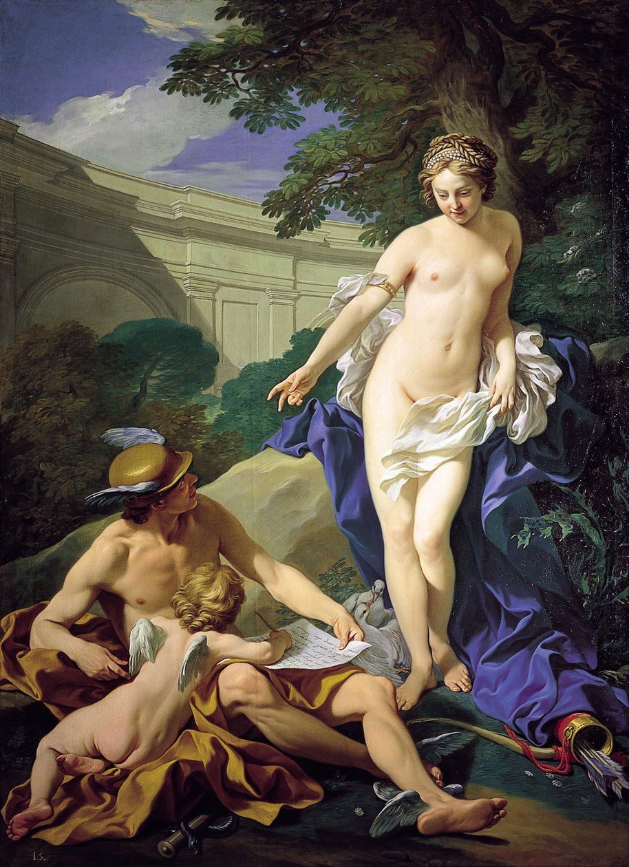 Venus Merkuriuksen ja Amorin kanssa tekijältä Louis Michel van Loo