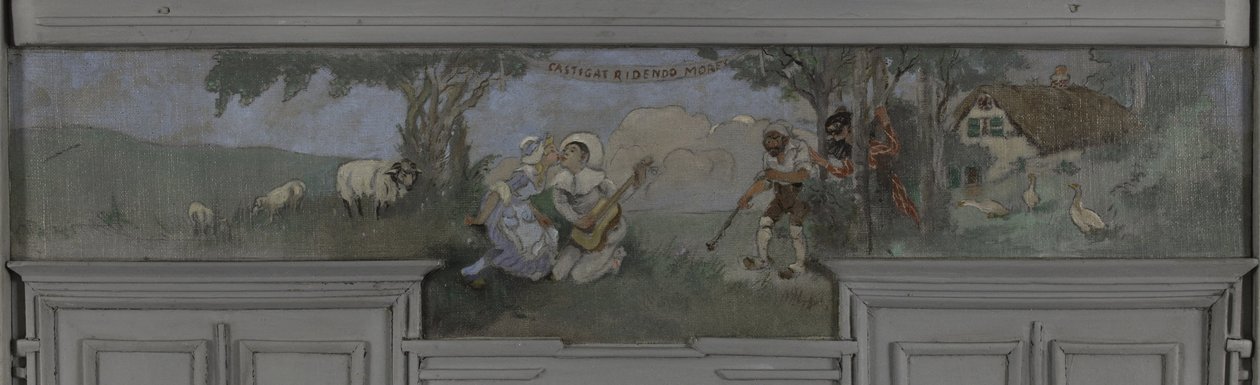 Pierrot et Colombine - Malli Jean Coquelinin ruokasaliin, Villa Longchamp, Neuilly, noin 1900 (öljy). tekijältä Louis Morin