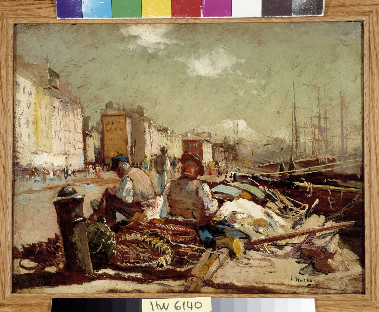 Pecheurs saqueando as redes Pintura de Louis Nattero (1875-1915) Menção obrigatória: Coleção fundações da Provença, Marselha finlandesa tekijältä Louis Nattero