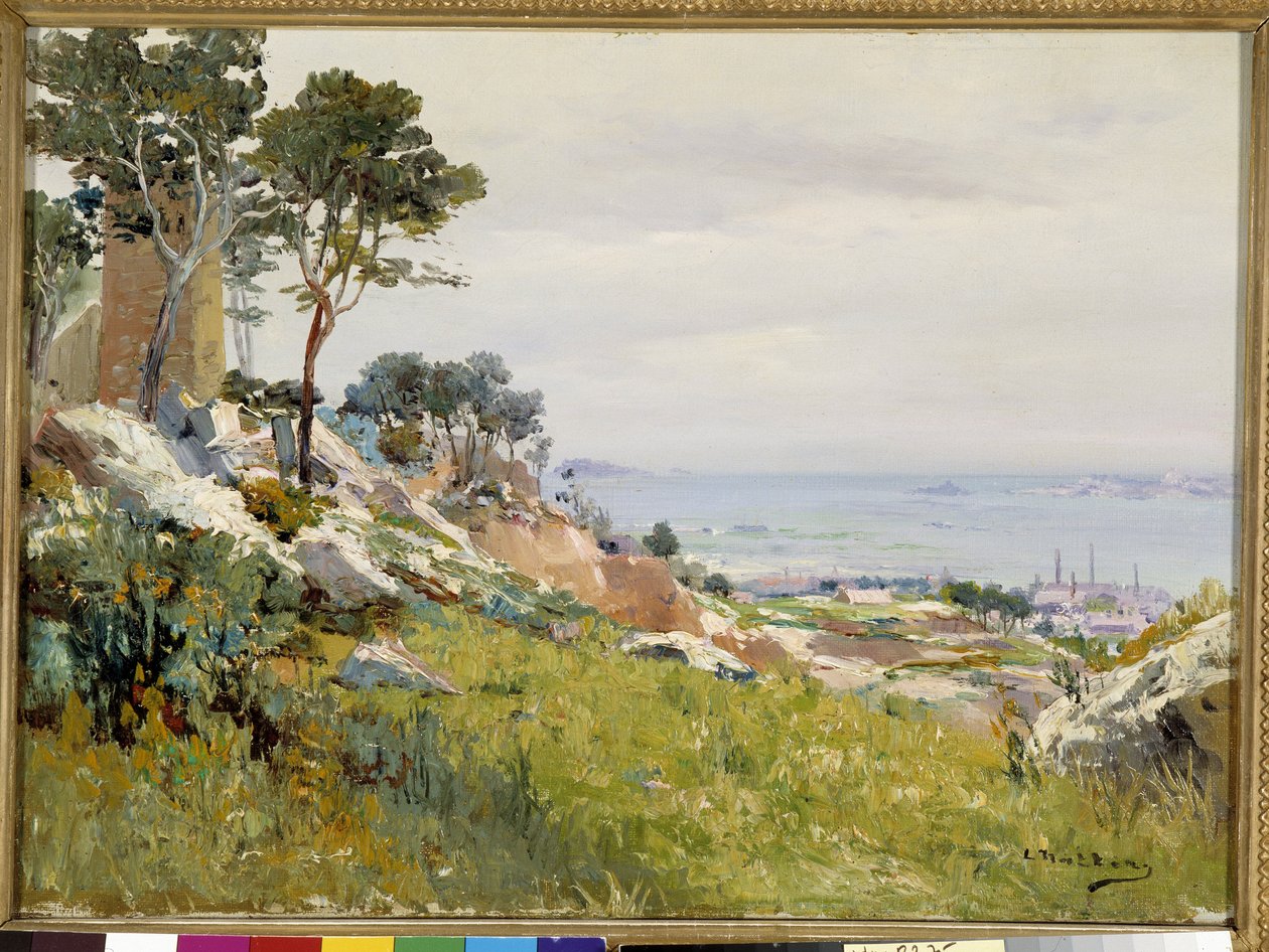 Näkymä Friulin saarille Madragan korkeuksista Louis Ntteron maalaus (1875-1915) Pakollinen maininta: Kokoelman perustan terveisiä Provencesta, Marseillesta tekijältä Louis Nattero