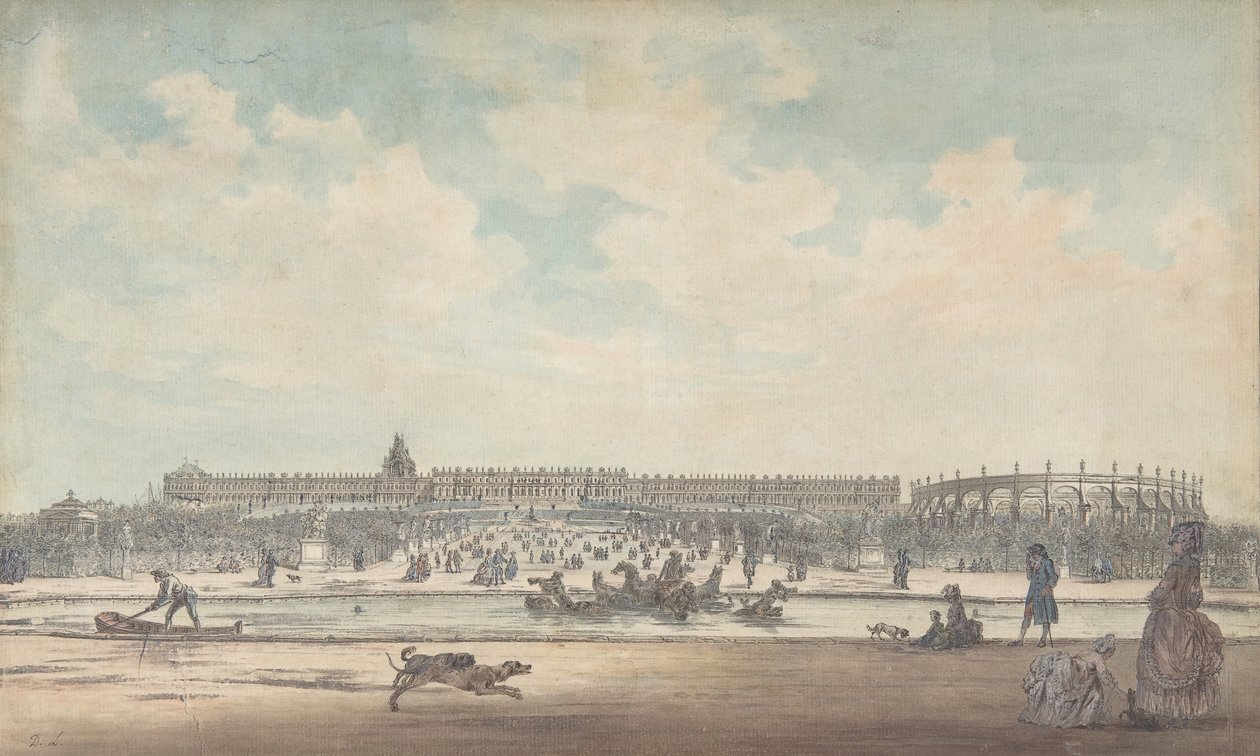 Château de Versailles puutarhasta nähtynä, 1779. tekijältä Louis Nicolas de Lespinasse