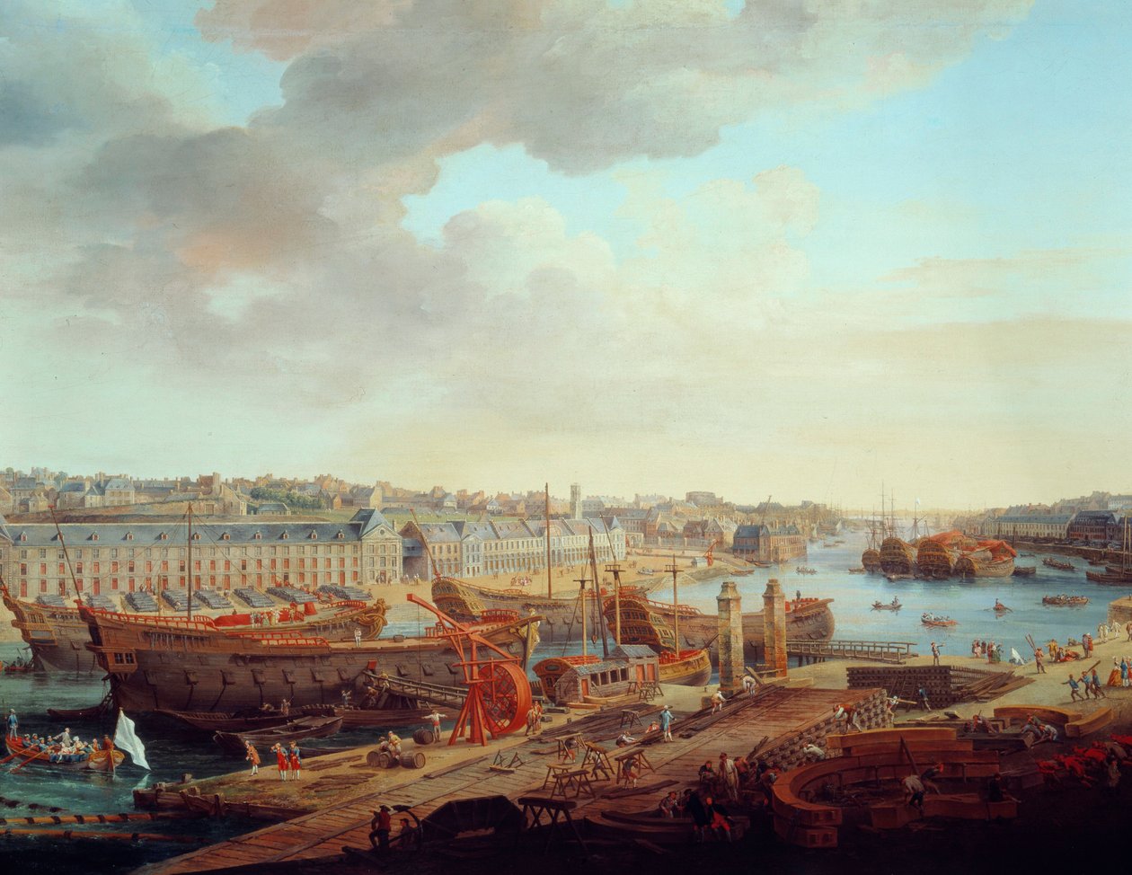 Telakka: "" Brestin kaupunki"" Yksityiskohta. Louis Nicolas van Blarenberghen (1716-1794) maalaus 1774 tekijältä Louis Nicolas van Blarenberghe