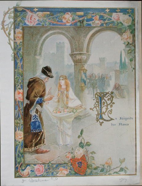 St. Rosalina Villeneuve (1267-1329) n. 1900 (värilitho) tekijältä Louis Ollier