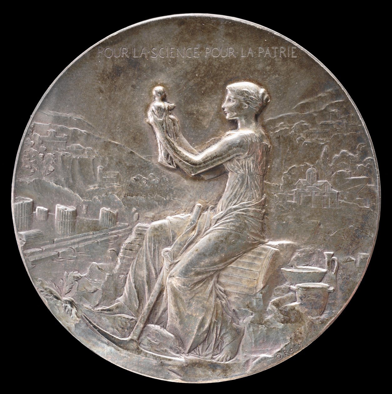 Ateenan ranskalaisen koulun 50-vuotisjuhlamitali [kääntöpuoli], 1898. tekijältä Louis Oscar Roty