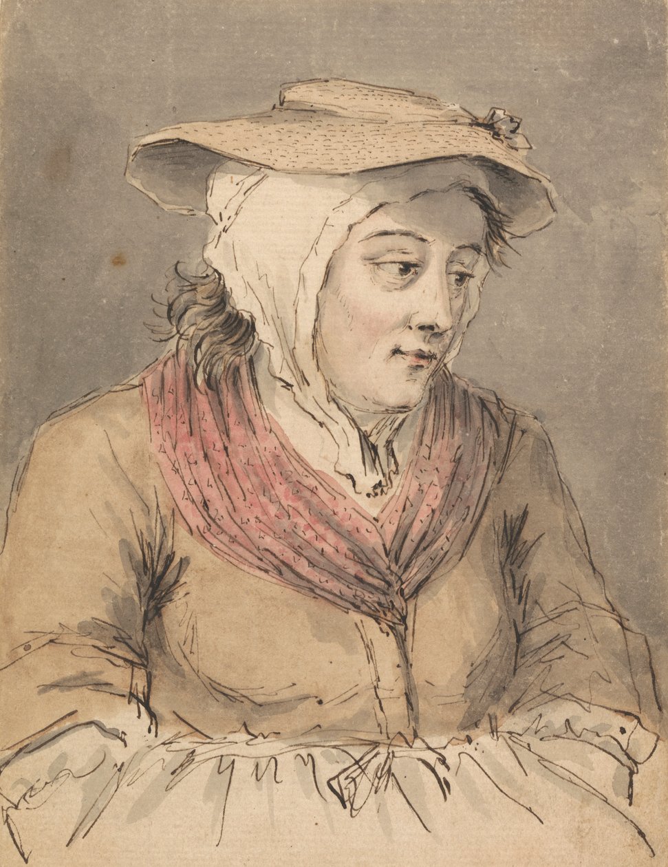 Uma pescadora, mãos sob o avental finlandês tekijältä Louis Philippe Boitard