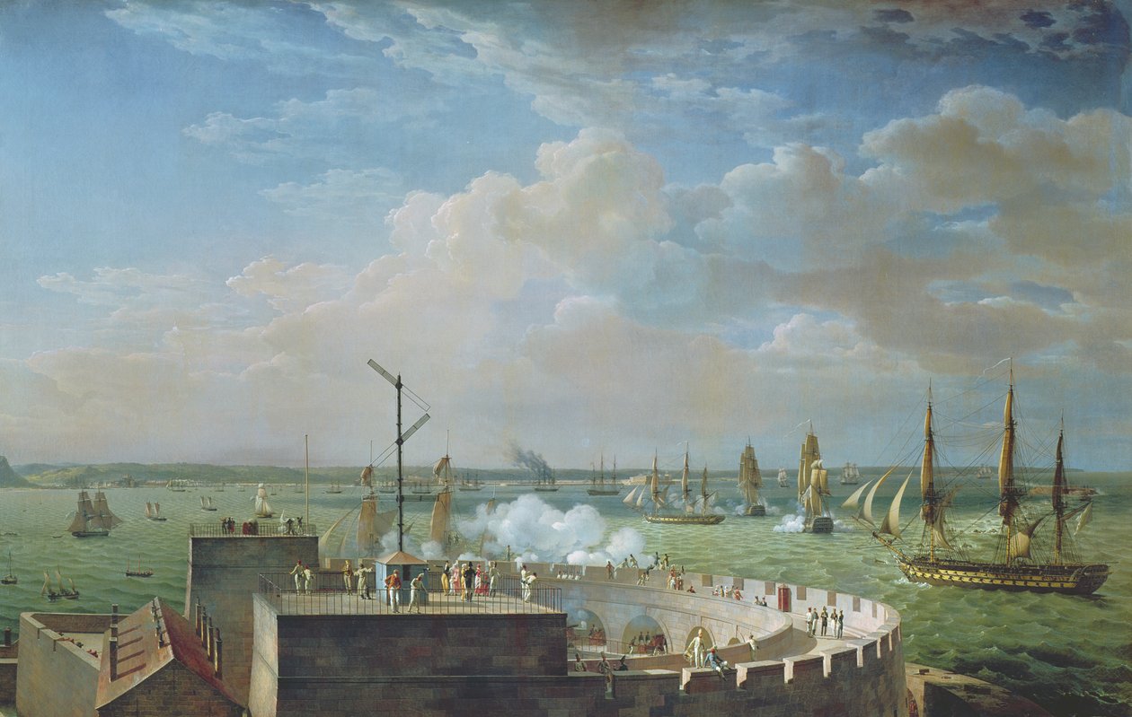 Cherbourgin satama, 1822 tekijältä Louis Philippe Crepin