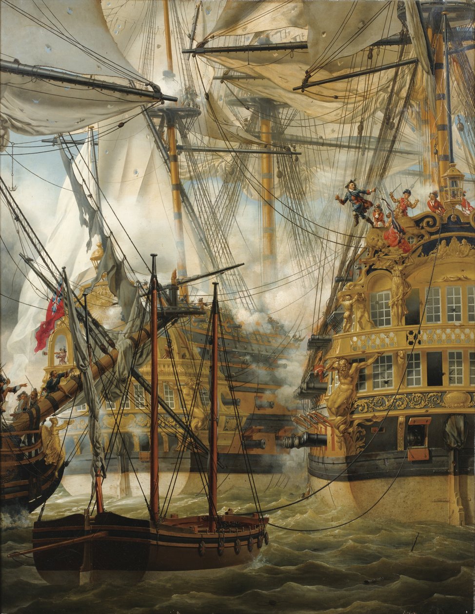 HMS Cumberland taistelee Le Lysiä ja La Gloirea vastaan, 1827 tekijältä Louis Philippe Crepin
