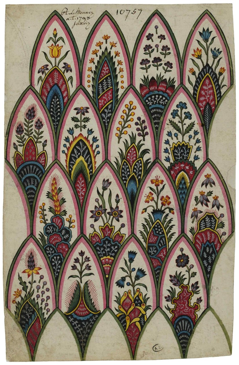 Luonnos kalikon aiheista, 1793. tekijältä Louis Philippe Lemeunnié