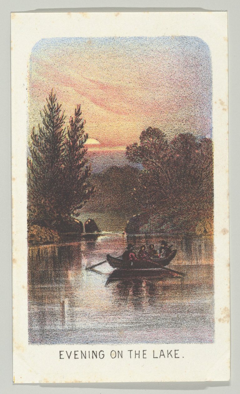 Ilta järvellä sarjasta Views in Central Park, New York, osa 3, 1864. tekijältä Louis Prang