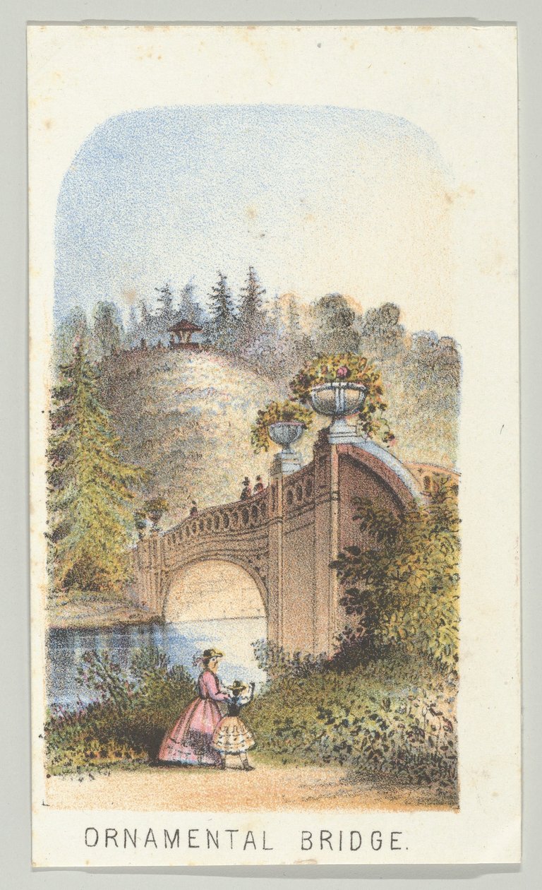 Ornamental Bridge, sarjasta Views in Central Park, New York, osa 2, 1864. tekijältä Louis Prang