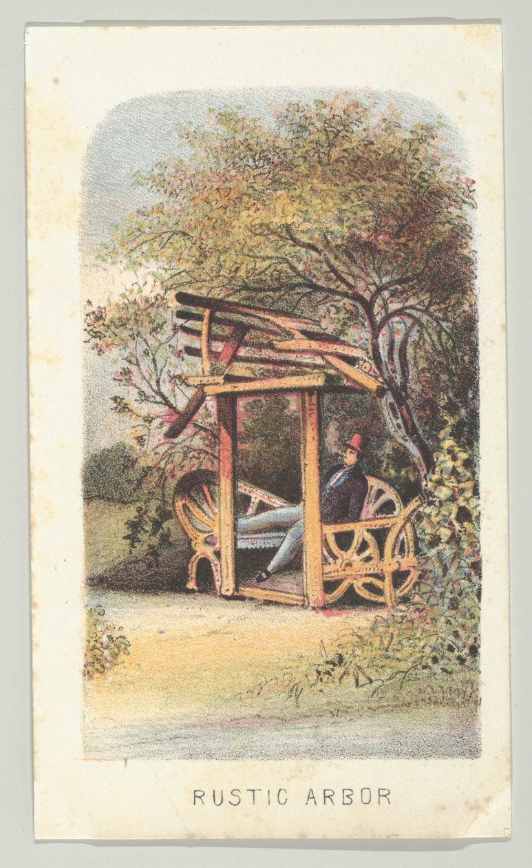 Rustic Arbor, sarjasta Views in Central Park, New York, osa 2, 1864. tekijältä Louis Prang