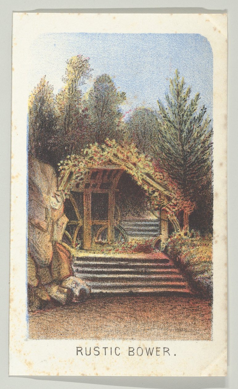 Rustic Bower, sarjasta Views in Central Park, New York, osa 3, 1864. tekijältä Louis Prang