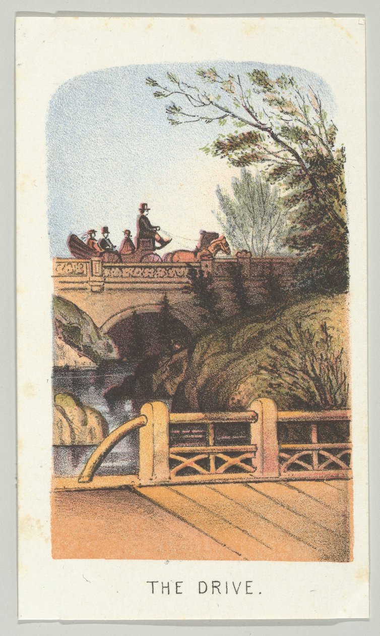 The Drive, sarjasta Views in Central Park, New York, osa 2, 1864. tekijältä Louis Prang