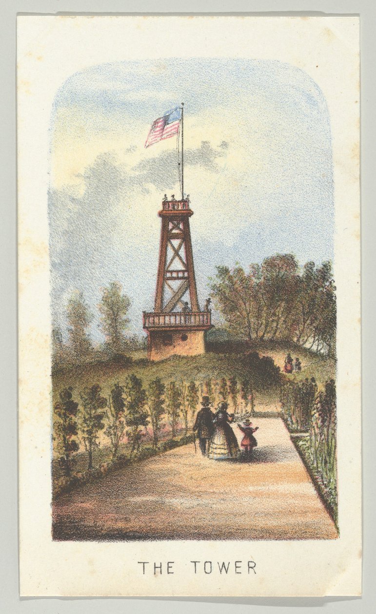 The Tower, sarjasta Views in Central Park, New York, osa 2, 1864. tekijältä Louis Prang
