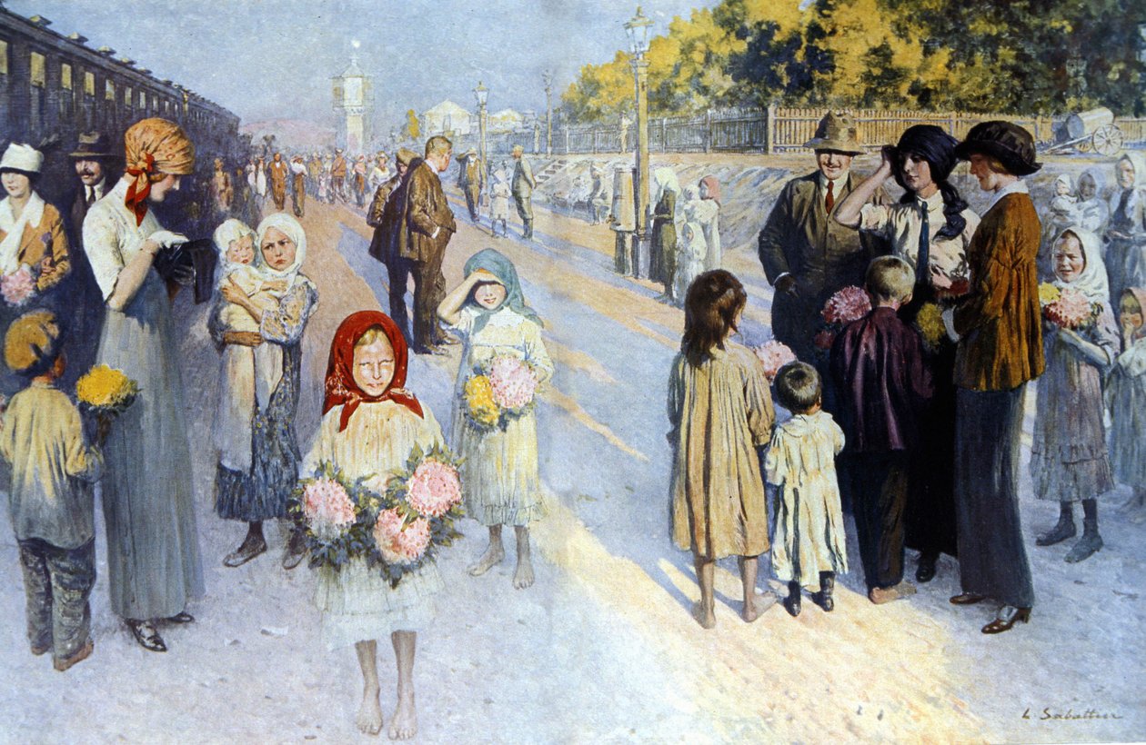 Trans-Siperian rautatieasema Venäjällä. sd. 1900-luvun alku. Ill. de Sabatier tekijältä Louis Remy Sabatier