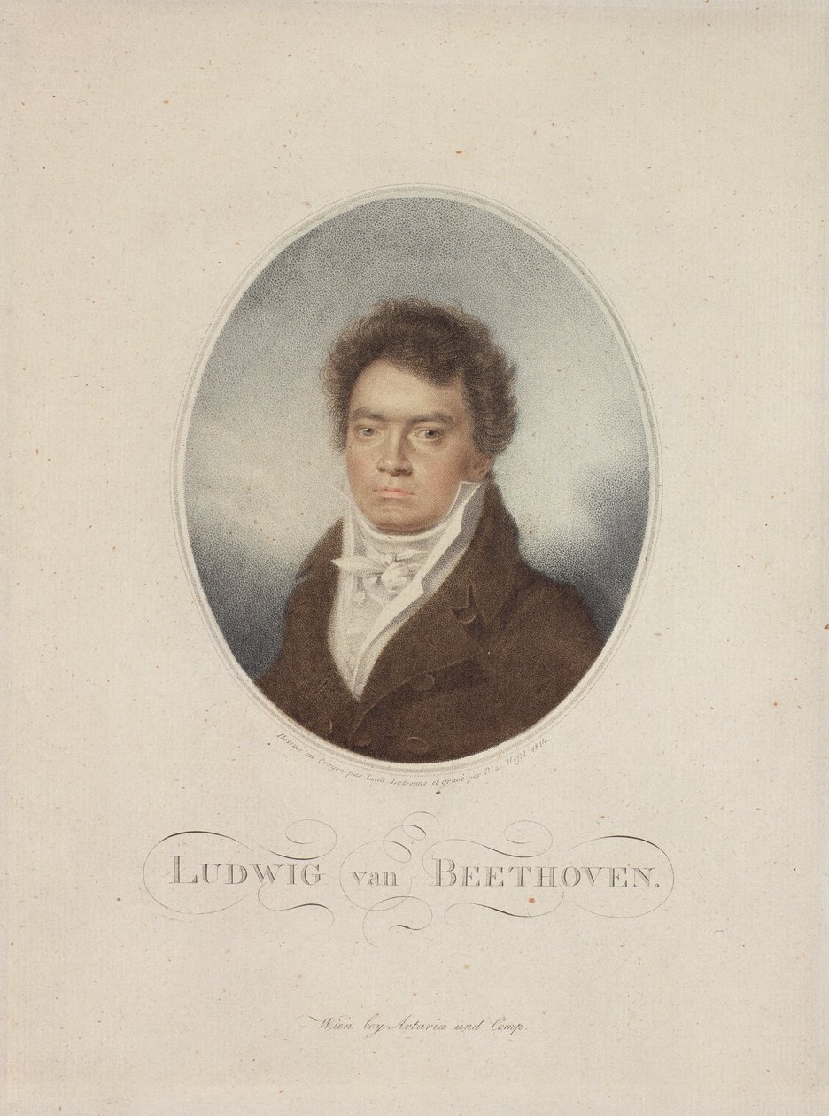 Ludwig van Beethoven (1770-1827), kaiverrus Blasius Hotel (1792-1863) 1814 (mezzotint) tekijältä Louis Rene Letronne