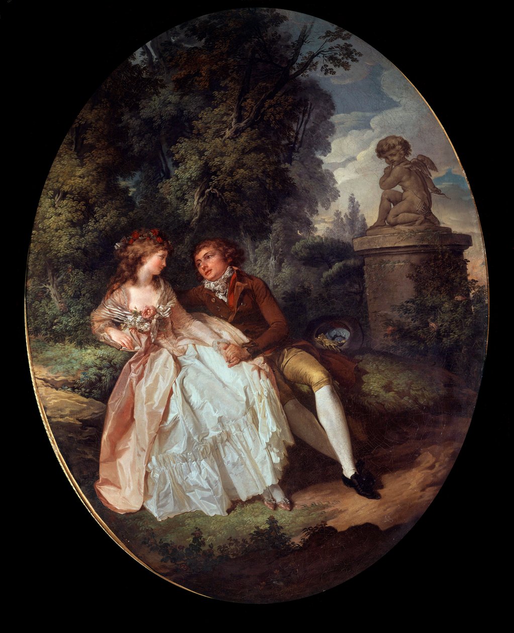 Galante-kohtaus (Amorin kanssa) Louis Trinquessen (1746-1800) maalaus 1700-luvun Tours, Musee des Beaux Arts tekijältä Louis Rolland Trinquesse