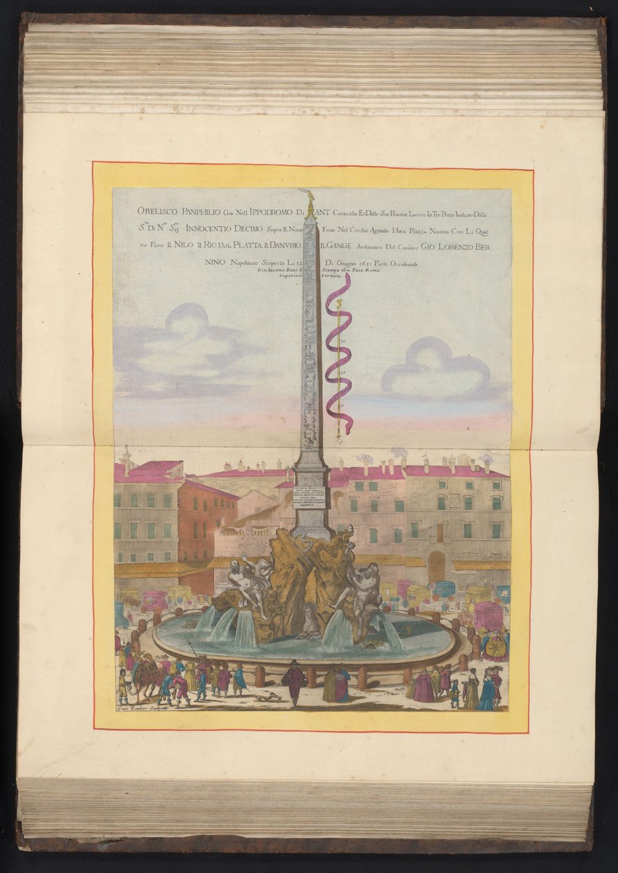 Vierstromenfontein te Rooma Obelisco Panphilio gia nell ippodrom (...) (otsikko esineessä) tekijältä Louis Rouhier