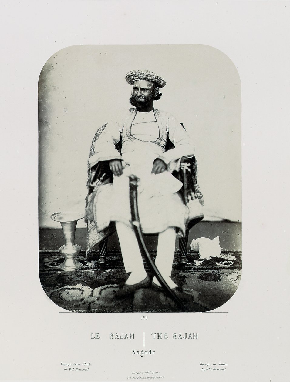 Kuninkaallinen Natch Jug Navas Oudeypour -saarella; Rajah, n. 1865–1868 (albumiprintti) tekijältä Louis Rousselet