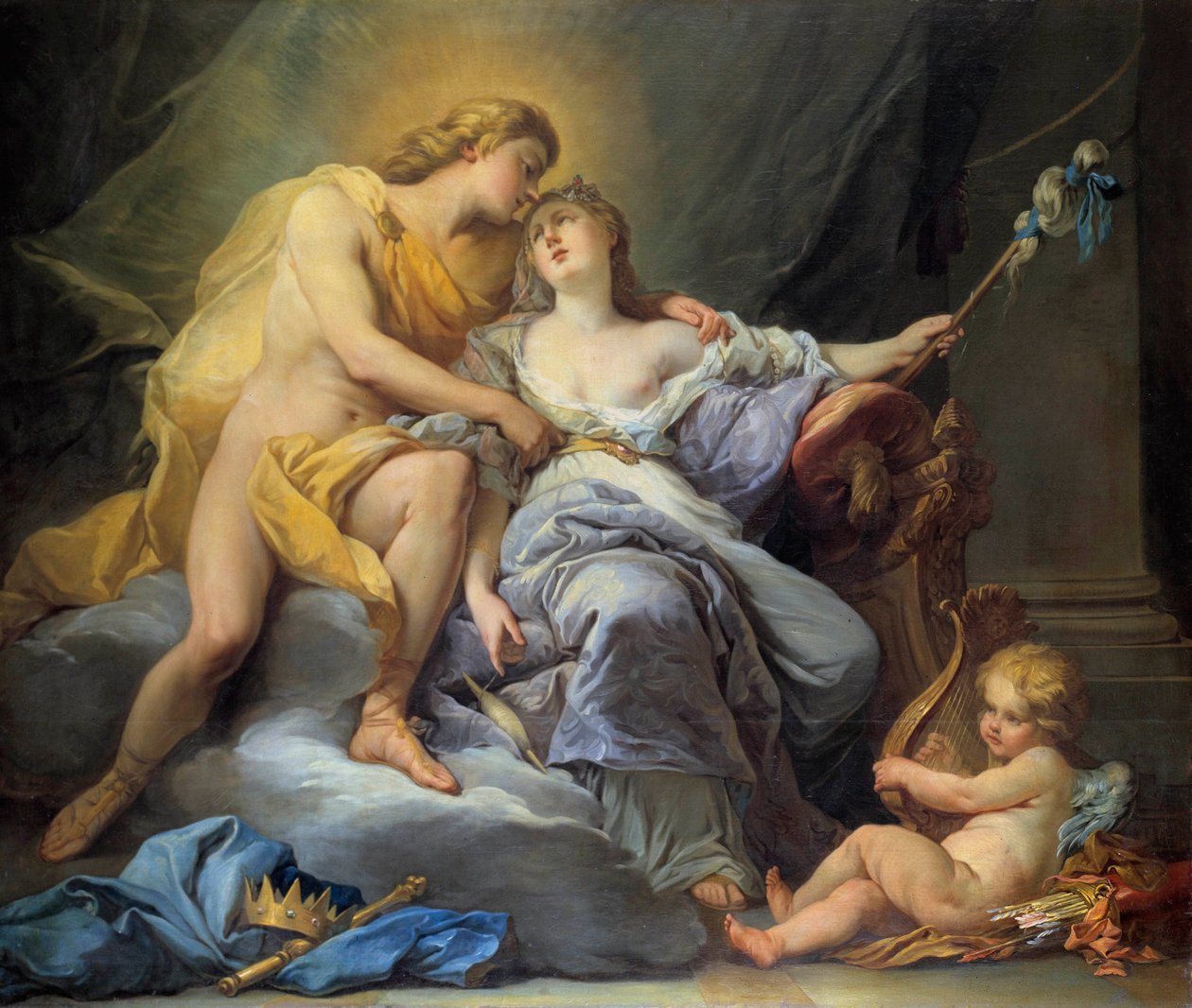 Antoine Boizotin (1702-1782) Apollon silittelevä Leukohoe-maalaus 1737 Dim. 1,67 x 2 m. Retket, Kuvataidemuseo tekijältä Louis Simon Boizot