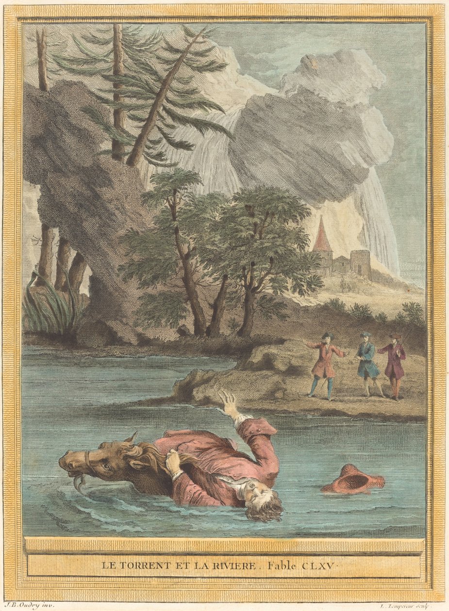 Le torrent et la riviere (Torrent ja joki) tekijältä Louis Simon Lempereur after Jean Baptiste Oudry