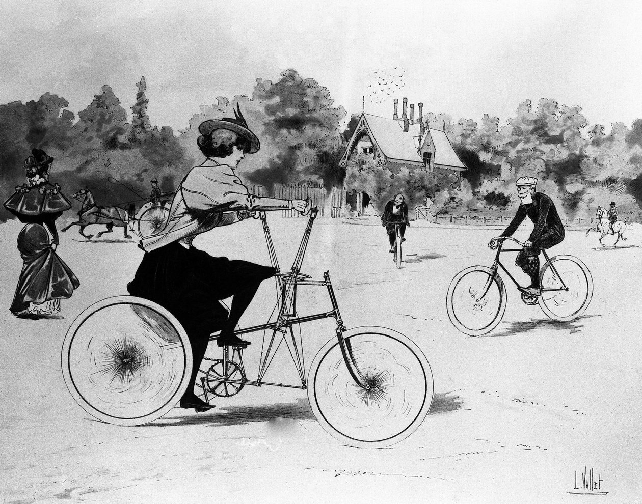 Les Vélocipédistes - kirjoittanut Louis Vallet, Bibl. art deco tekijältä Louis Vallet